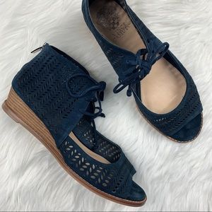 Vince Camuto | Remme Leather Navy Laser Cut Wedges